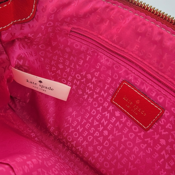 ~ New Kate Spade Red Clutch Bag Gold Chain - Picture 5 of 6